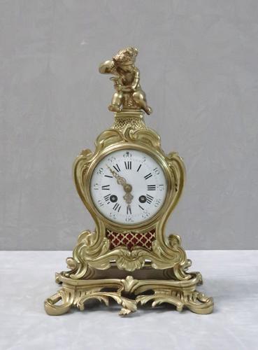 French Brass Gilt Rococo Style Mantel Clock by Samuel Marti (1 of 7) French Brass Gilt Rococo Style Mantel Clock by Samuel Marti (1 of 7)
