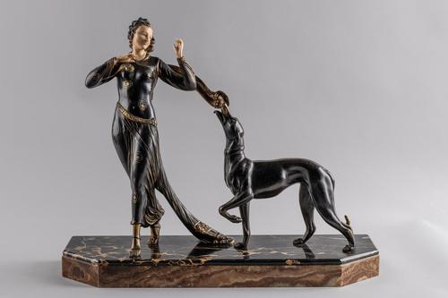 Stunning Art Deco Spelter & Ivorine Sculpture by Menneville & Rochard (1 of 7)