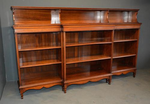 Walnut Breakfront Open Bookcase (1 of 3)