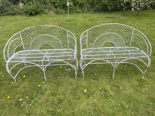 Pair of Art Deco Style Peacock Design Garden Curved Benches (1 of 35)