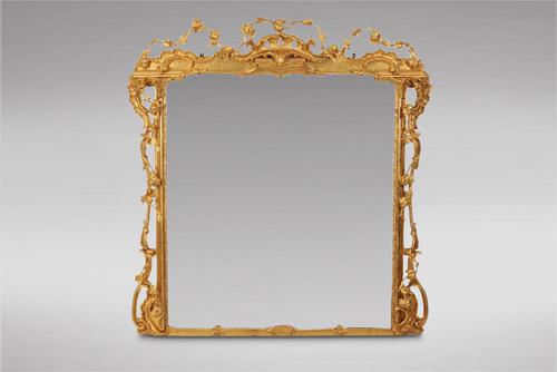 Decorative Good Sized Gilt Carved Wood Mantel Mirror (1 of 3)