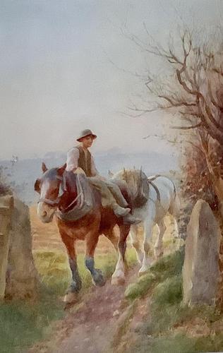 Edwin Bottomley Watercolour ‘returning home at the end of the day’ (1 of 2)