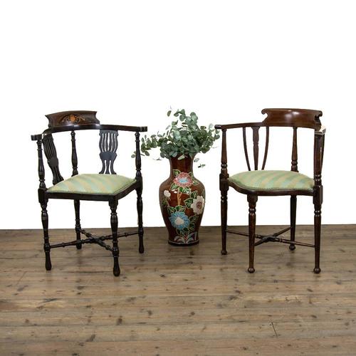 Pair of Antique Mahogany Corner Chairs (1 of 9)