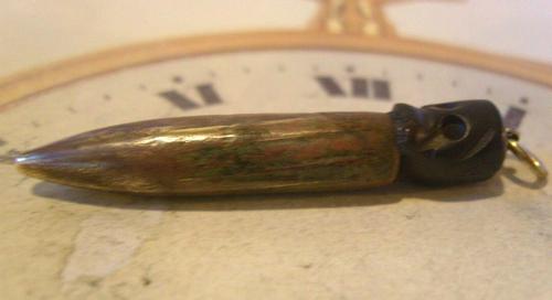 Antique Pocket Watch Chain Skull & Bullet Fob 1918 WW1 Trench Art Fob (1 of 7)