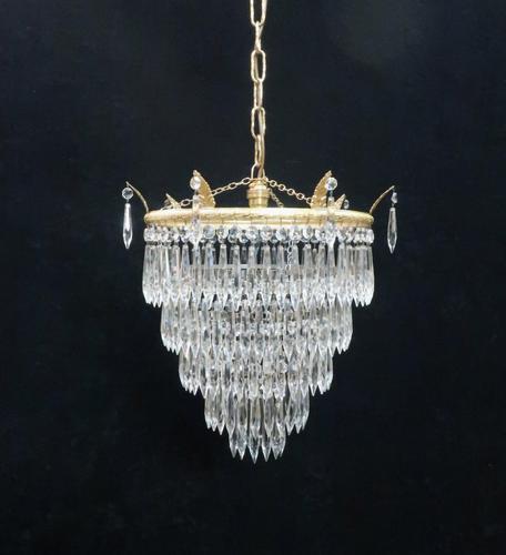 Italian Art Deco Five Tier Crystal Glass Chandelier, 1930s (1 of 7)