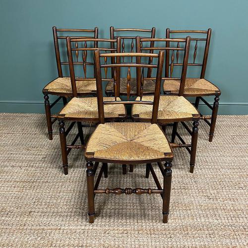 Set of Six Georgian Elm Country House Antique Dining Chairs (1 of 11)