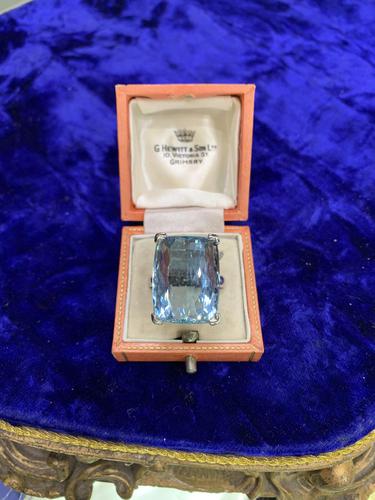 Large Aquamarine & Diamond Ring c.1960 (1 of 8)