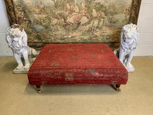 Large Ottoman on Mahogany Legs with Brass Casters (1 of 3) Large Ottoman on Mahogany Legs with Brass Casters (1 of 3)