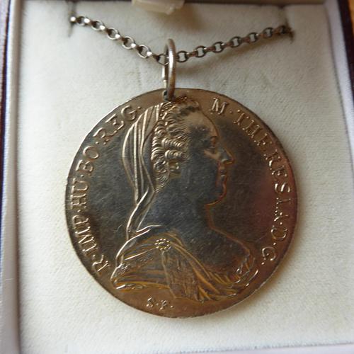 Silver 1780 Maria Theresa Thaler Coin Necklace (1 of 5)