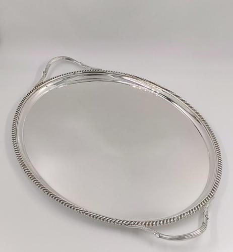 Antique Sterling Solid Silver Heavy Oval Form Tea Tray (1 of 8)