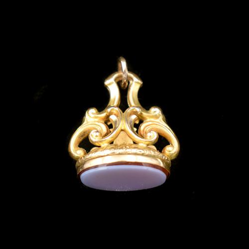 Antique Sardonyx Gold Cased Fob Seal Pendant Charm (1 of 9) Antique Sardonyx Gold Cased Fob Seal Pendant Charm (1 of 9)