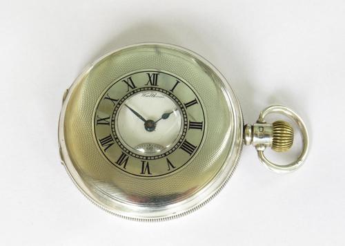 Antique Silver Waltham Traveler Half Hunter Pocket Watch (1 of 6)