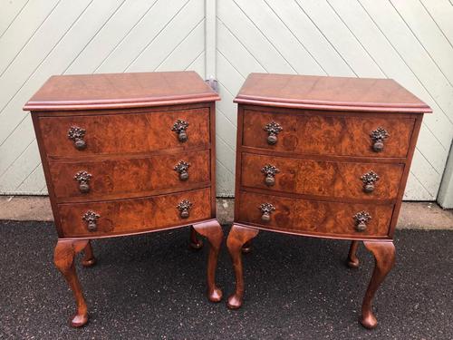 Pair of Antique Burr Walnut Bedside Chests (1 of 9)