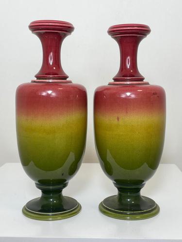 Near Pair Beautiful Art Nouveau Small Earthenware Round Vases (1 of 24) Near Pair Beautiful Art Nouveau Small Earthenware Round Vases (1 of 24)
