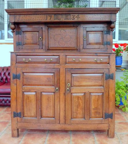 Country Oak Court Cupboard 1734 Carved Initials RTK (1 of 14) Country Oak Court Cupboard 1734 Carved Initials RTK (1 of 14)