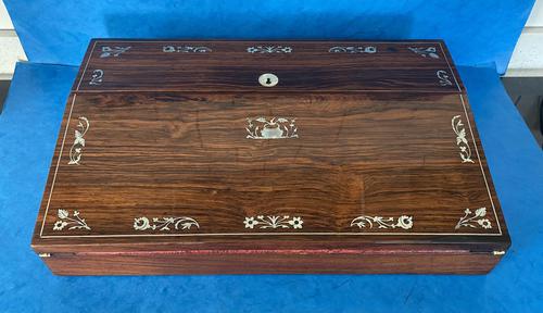 William IV Rosewood Lap Desk with Mother of Pearl Inlay (1 of 12)