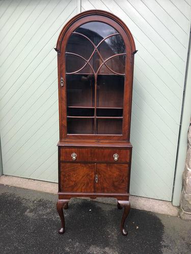 Antique Slim Figured Walnut Bookcase (1 of 12)