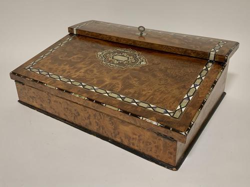 Antique Amboyna Mother of Pearl Inlaid Writing Slope Lap Box (1 of 19) Antique Amboyna Mother of Pearl Inlaid Writing Slope Lap Box (1 of 19)