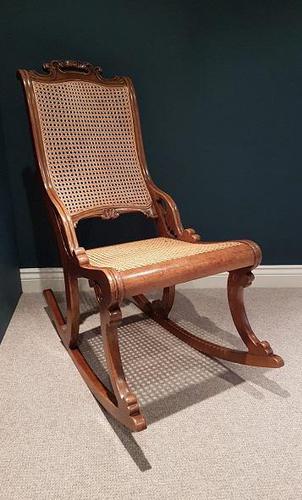 Antique Solid Walnut Cane Work  Rocking Chair (1 of 5)