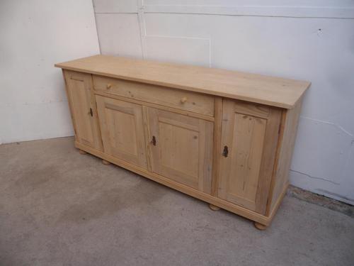 Flat Antique Pine 4 Door 1 Drawer Sideboard / TV Stand to wax / paint (1 of 8)