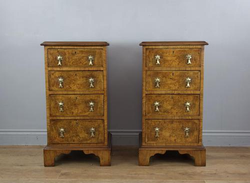 Antique Pair of Burr Walnut Bedside Chests of Drawers (1 of 8)