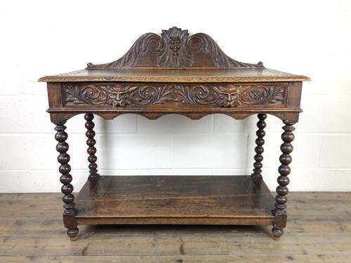 Victorian Gothic Oak Side Table with Green Man Details (1 of 17)