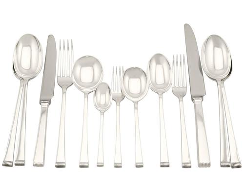 Sterling Silver Canteen of Cutlery for 8 Persons - Art Deco Style - Vintage 1956 (1 of 12) Sterling Silver Canteen of Cutlery for 8 Persons - Art Deco Style - Vintage 1956 (1 of 12)