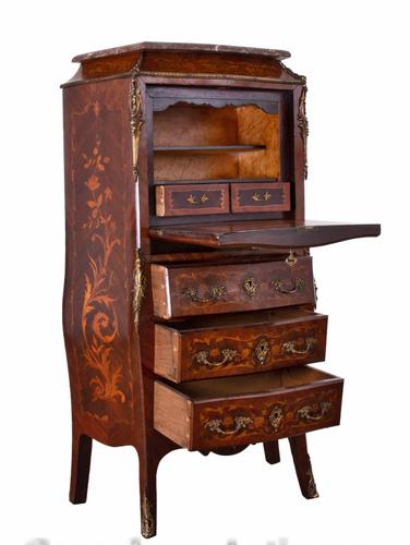 Empire Escritoire Desk - Antique Chest Drawers Inlay 1880 (1 of 6)