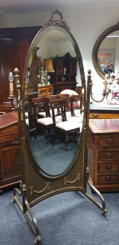 French Gilt Bronze Cheval Mirror (1 of 10) French Gilt Bronze Cheval Mirror (1 of 10)