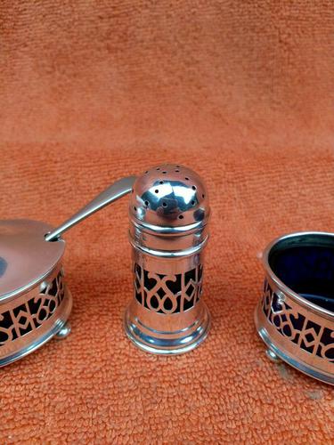 Antique Sterling Silver Hallmarked Cruet Set 1921 Docker & Burn Ltd Birmingham (1 of 12)