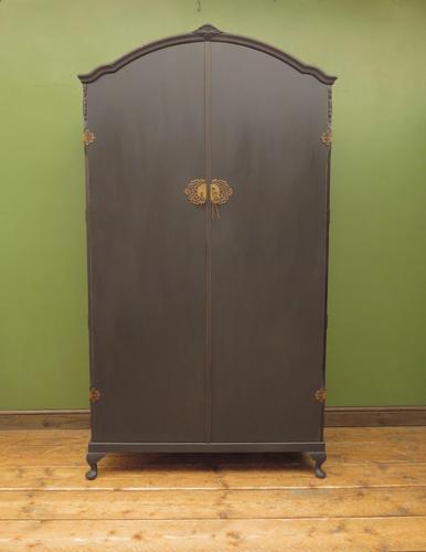 Vintage Black Painted 1950s Armoire Wardrobe, Gothic Shabby Chic (1 of 16)