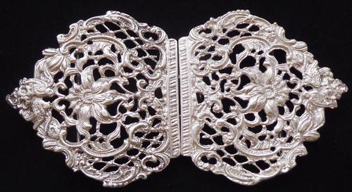 Large Victorian 1895 Hallmarked Solid Silver Nurses Belt Buckle Matron (1 of 8)