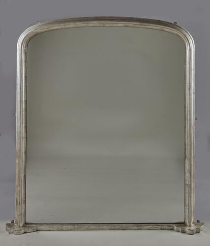 Large English Victorian Silvered Overmantle Mirror (1 of 6)