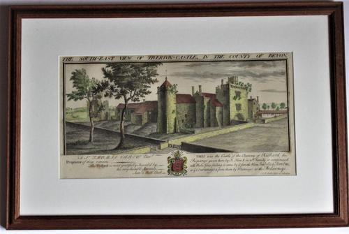 S & N Buck, Tiverton Castle, Devon, 1734, Early Copy Of Antique Print, Framed (1 of 7)