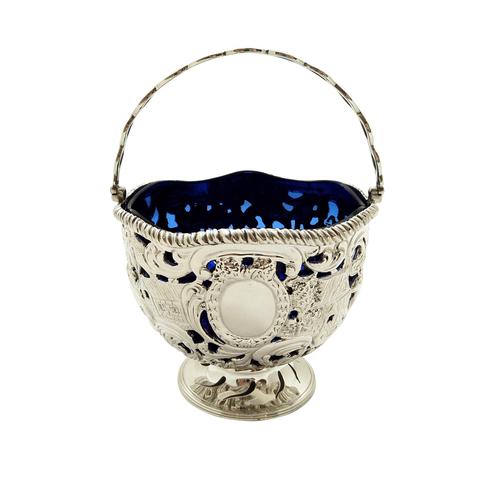 Antique Sterling Silver Basket with Scenes & Blue Glass Liner 1901 (1 of 11) Antique Sterling Silver Basket with Scenes & Blue Glass Liner 1901 (1 of 11)