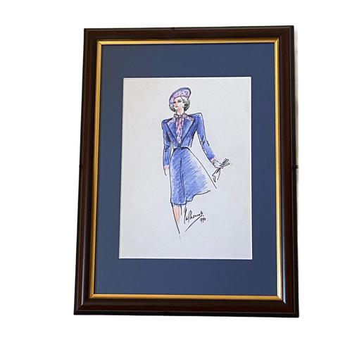 Set of 9 Original Drawings by Ian Thomas - Dressmaker for the Royal Family (1 of 9)