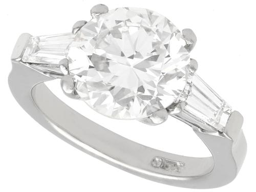 3.19ct Diamond & Platinum Solitaire Ring - Art Deco (1 of 9)