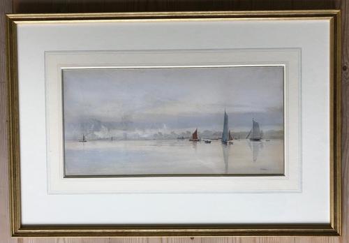Watercolour by William Lionel Wyllie RA 1893 'on the Medway' (1 of 3) Watercolour by William Lionel Wyllie RA 1893 'on the Medway' (1 of 3)