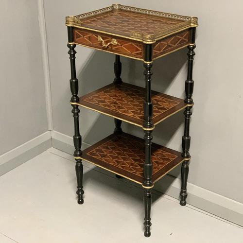 French Geometric Marquetry Etagere Side Table (1 of 3) French Geometric Marquetry Etagere Side Table (1 of 3)
