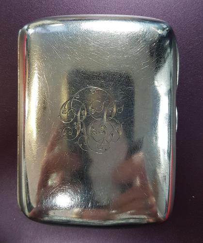 Sterling Silver Cigarette Case Engraved REB Monogram to Front (1 of 4)