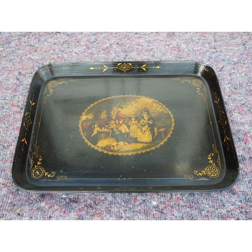 Regency Oblong Lacquered & Painted Tray (1 of 6)