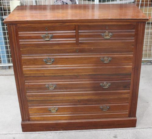 1920s Mahogany Chest of 2 over 3 Drawers with Tramlines (1 of 4)