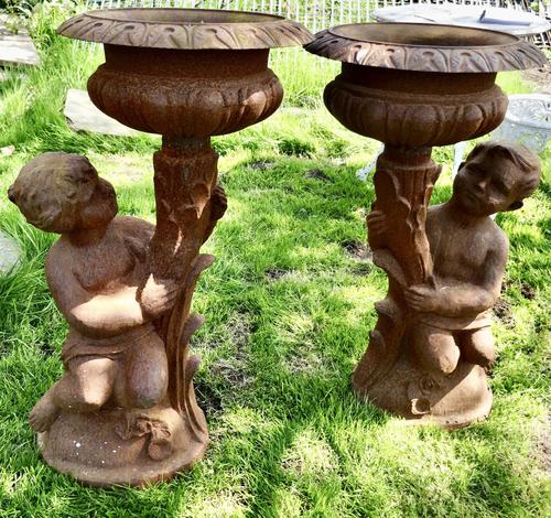 Pair of Classical Iron Planters in the Form of the Gemini Twins (1 of 8) Pair of Classical Iron Planters in the Form of the Gemini Twins (1 of 8)
