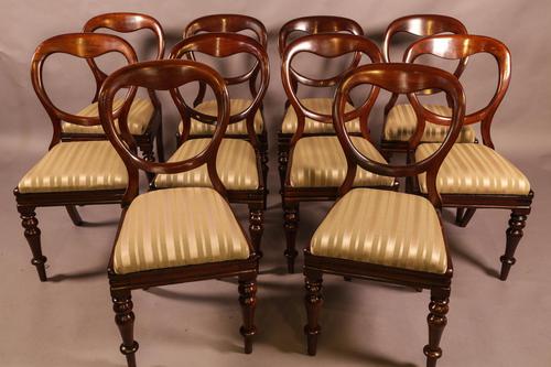 Set of 10 Victorian Mahogany Balloon Back Dining Chairs (1 of 11)