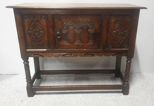 Carved Oak Side Cabinet  of Small Proportions (1 of 8)