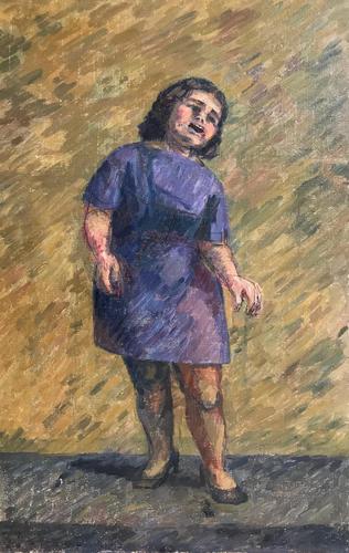 Original oil on canvas (unstretched) 'Valerie B singing' by Ann Spalding 1911-2013. Signed and inscribed Valerie Beanland (???). c.1950 (1 of 3)