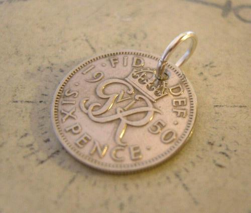 Vintage Pocket Watch Chain Fob 1950 Lucky Silver Sixpence Old 6d Coin Fob (1 of 8) Vintage Pocket Watch Chain Fob 1950 Lucky Silver Sixpence Old 6d Coin Fob (1 of 8)