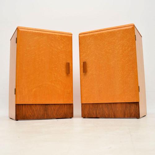 1930’s Pair of Art Deco Maple & Walnut Bedside Cabinets (1 of 9)