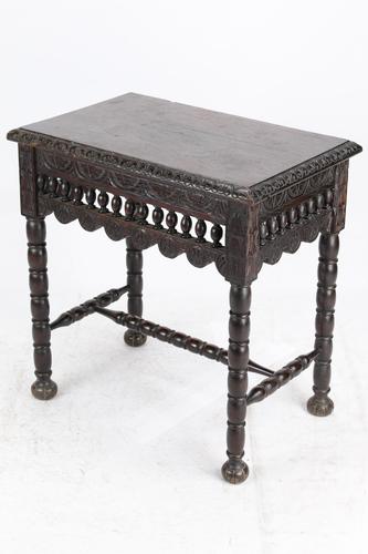 Small Antique Victorian Gothic Revival Oak Hall Table (1 of 13)