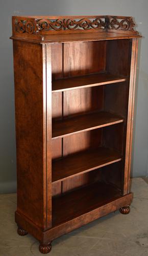 Antique Burr Walnut Open Bookcase (1 of 4)